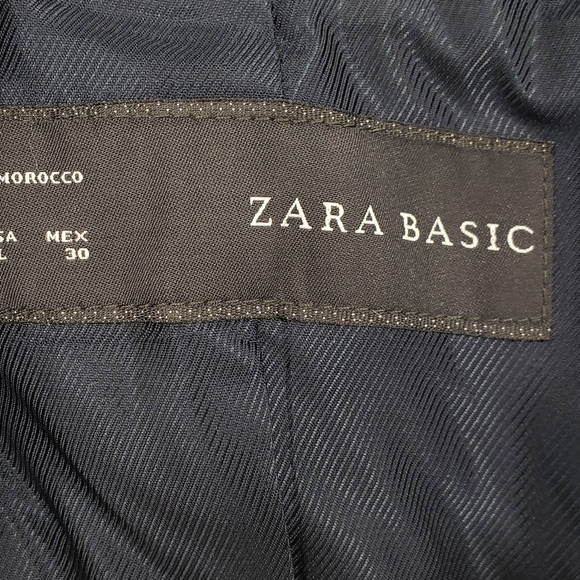 3/$25 Zara Jacquard Blazer Jacket XS Aztec Tribal One Button Cotton Blend Blue - Picture 12 of 13